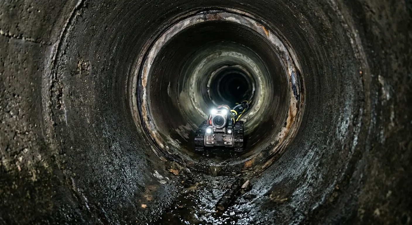 Robotic sewer camera inspecting pipe interior for Drain Snake Service in Ogden